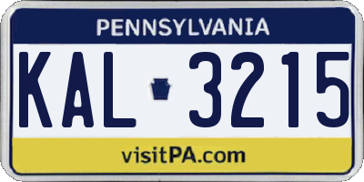 PA license plate KAL3215