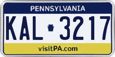 PA license plate KAL3217