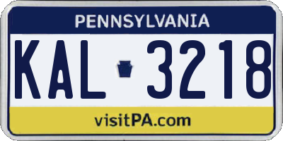 PA license plate KAL3218