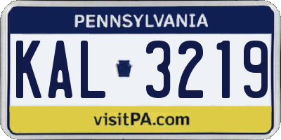 PA license plate KAL3219