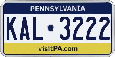 PA license plate KAL3222