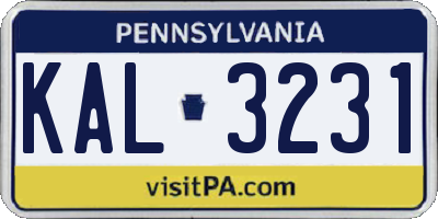 PA license plate KAL3231