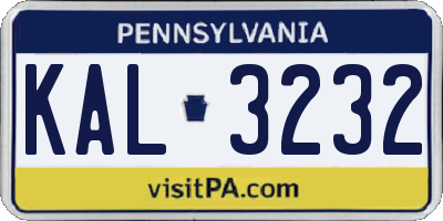 PA license plate KAL3232