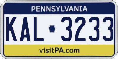 PA license plate KAL3233