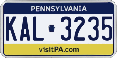 PA license plate KAL3235