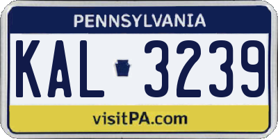 PA license plate KAL3239