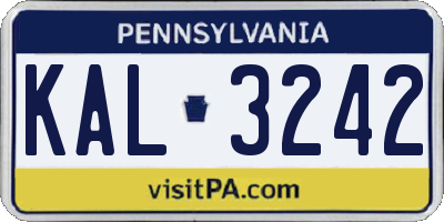 PA license plate KAL3242