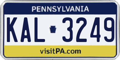 PA license plate KAL3249