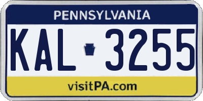 PA license plate KAL3255