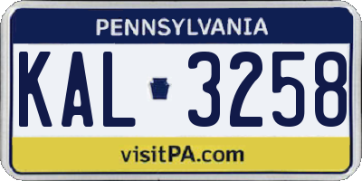 PA license plate KAL3258