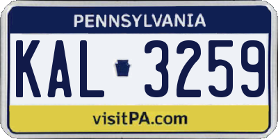 PA license plate KAL3259