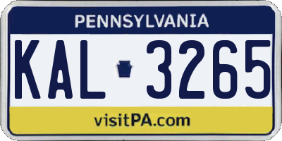 PA license plate KAL3265