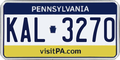 PA license plate KAL3270
