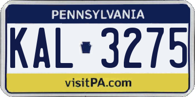 PA license plate KAL3275