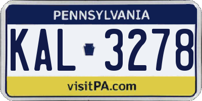 PA license plate KAL3278