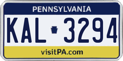 PA license plate KAL3294