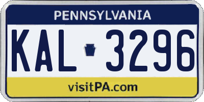 PA license plate KAL3296