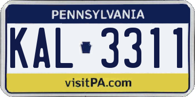 PA license plate KAL3311