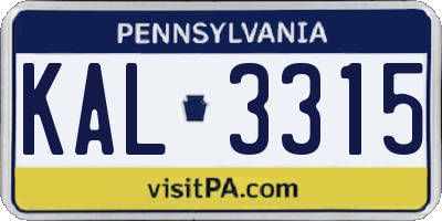 PA license plate KAL3315