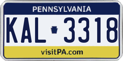 PA license plate KAL3318