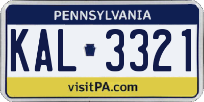 PA license plate KAL3321