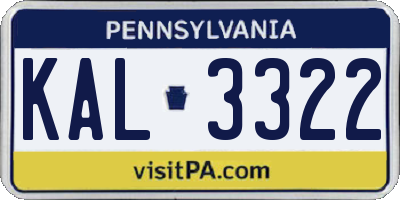 PA license plate KAL3322