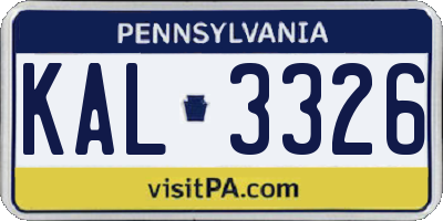 PA license plate KAL3326