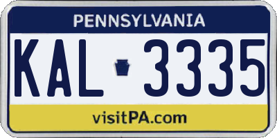 PA license plate KAL3335