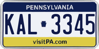 PA license plate KAL3345