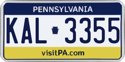 PA license plate KAL3355