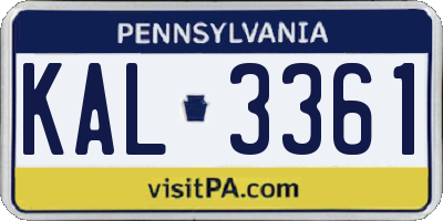 PA license plate KAL3361