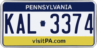 PA license plate KAL3374