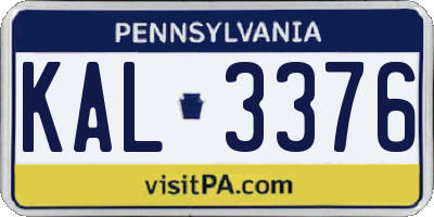 PA license plate KAL3376