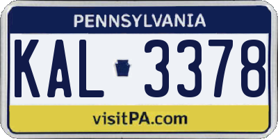 PA license plate KAL3378