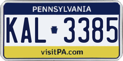 PA license plate KAL3385