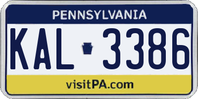 PA license plate KAL3386