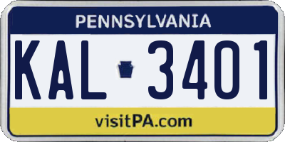 PA license plate KAL3401