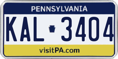 PA license plate KAL3404
