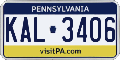 PA license plate KAL3406