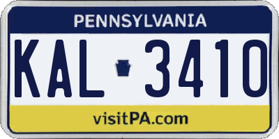 PA license plate KAL3410