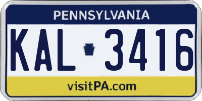 PA license plate KAL3416