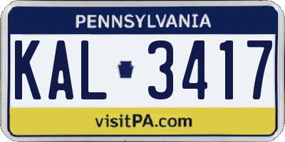 PA license plate KAL3417