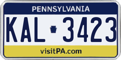 PA license plate KAL3423