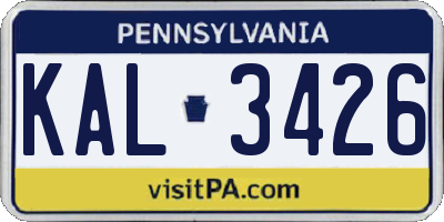 PA license plate KAL3426