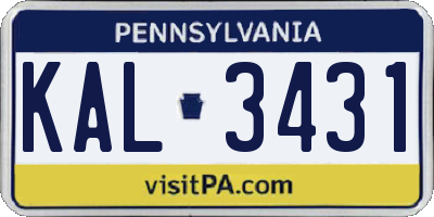 PA license plate KAL3431