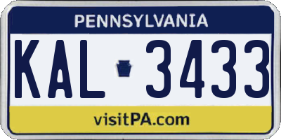 PA license plate KAL3433