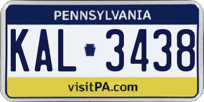 PA license plate KAL3438
