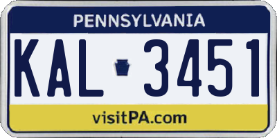 PA license plate KAL3451