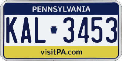 PA license plate KAL3453