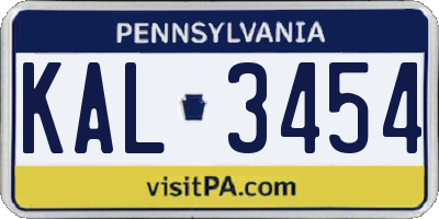 PA license plate KAL3454